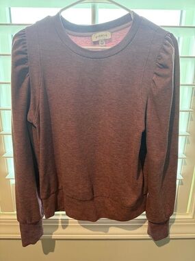 Evereve Burgundy Puff-Sleeve Sweatshirt